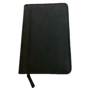 Leeds Black Leather Zip Around Padfolio Notepad Notebook 6.4 x 4.25" NWT w/ FLAW